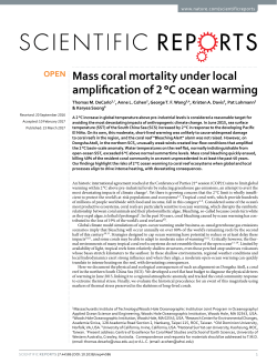 Mass coral mortality under local amplification of 2 &deg;C ocean warming