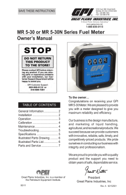 MR 5-30 or MR 5-30N Series Fuel Meter Owner`s Manual