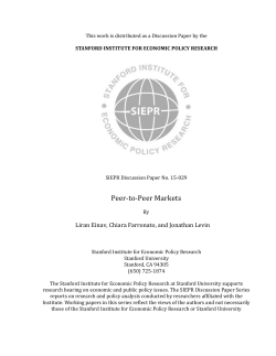 Peer-‐to-‐Peer Markets - SIEPR