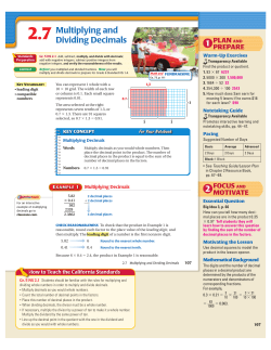 2.7 Multiplying and Dividing Decimals