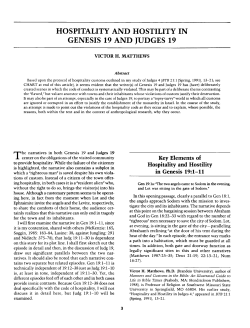 HOSPITALITY AND HOSTILITY IN GENESIS 19 AND JUDGES 19
