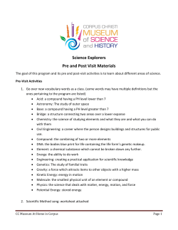 Pre and Post Visit Materials for Science Explorers