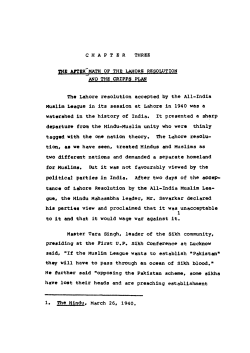 C H A P T E R THREE THE AftER`~MATH OF THE LAHORE