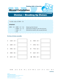 Division – Breaking Up Divisors Mental