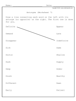 Antonyms (Worksheet 7)