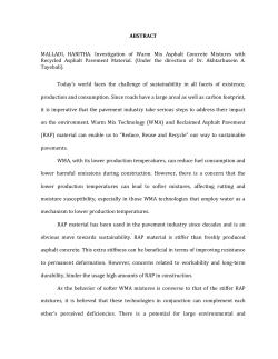 ABSTRACT MALLADI, HARITHA. Investigation of Warm Mix Asphalt