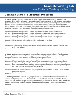 Sentence Structure - Yale Center for Teaching and Learning