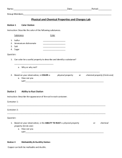 Physical and Chemical Properties and Changes Lab