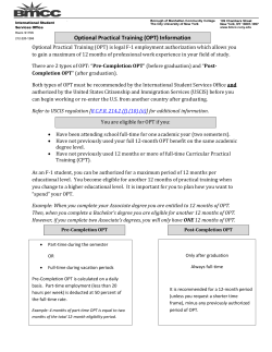 Optional Practical Training (OPT) Information