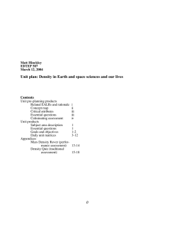 Unit plan: Density in Earth and space sciences and our lives