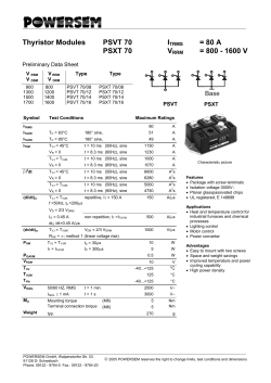 Thyristor Modules PSVT 70 = 80 A PSXT 70 = 800