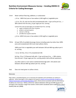 Criteria for Coding Beverages - NEMS-V