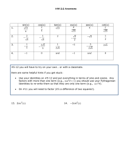 HW 2-2 Answers sin(x) cos(x) tan(x) csc(x) sec(x) cot