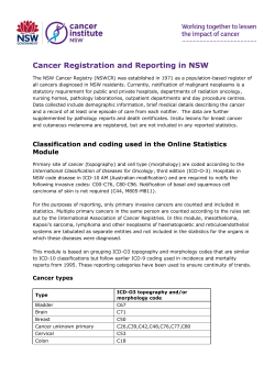 Cancer Registration and Reporting in NSW
