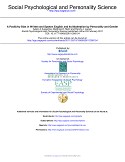 Social Psychological and Personality Science