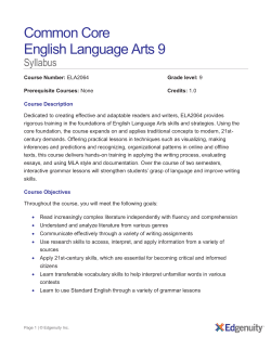 Common Core English Language Arts 9