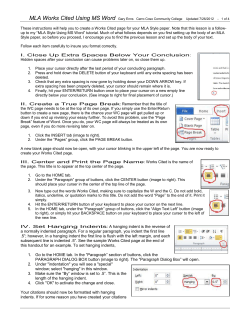 MLA Works Cited Using MS Word - Cerro Coso Community College