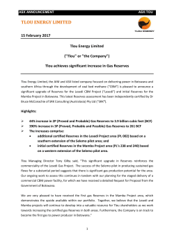 Tlou achieves significant increase in Gas Reserves
