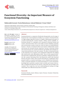Functional Diversity: An Important Measure of Ecosystem Functioning