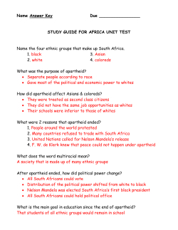 Name Answer Key Due STUDY GUIDE FOR AFRICA UNIT TEST