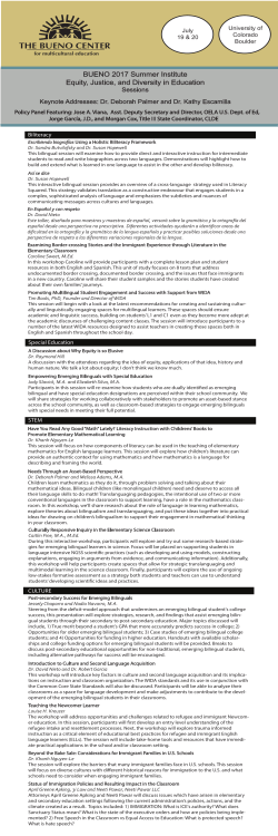 morning and afternoon sessions - BUENO Center for Multicultural