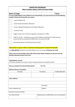Free School Meal Application Form