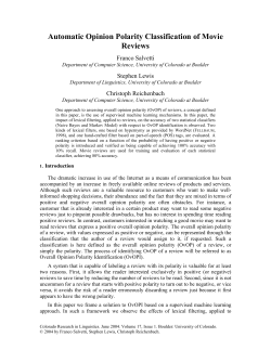 Automatic Opinion Polarity Classification of Movie