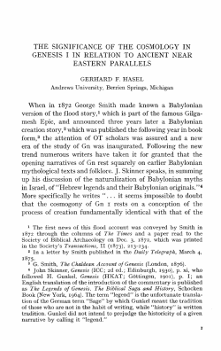 The Significance of the Cosmology in Genesis 1 in Relation to