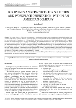 DiSciplineS anD practiceS for Selection anD