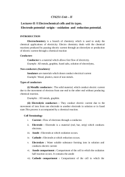 CY6251-Unit &ndash; II Lecturer-II /I Electrochemical cells and its types