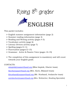 Summer Reading Project for 8th Grade