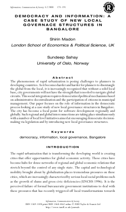 DEMOCRACY AND INFORMATION : A CASE STUDY OF NEW