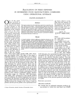 allocation of fixed expenses in diversified food manufacturing