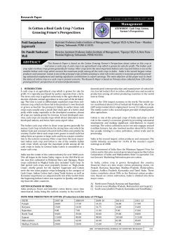 Management ABSTRACT Is Cotton a Real Cash Crop ? Cotton