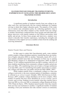 Illinois post-secondary transfer students: Experiences in navigating