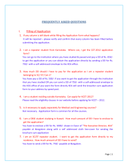 FREQUENTLY ASKED QUESTIONS I. Filling of Application