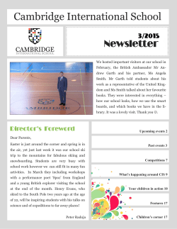CIS 3/2015 newsletter - the Cambridge International School Bratislava