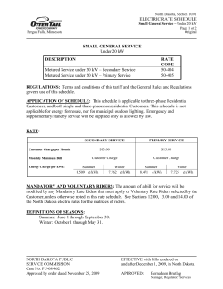 ND electric rate - Small General Service