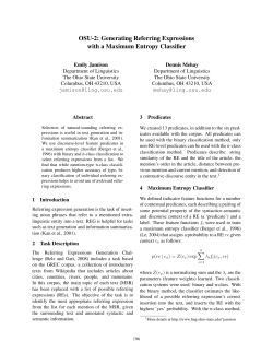 Generating Referring Expressions with a Maximum Entropy Classifier