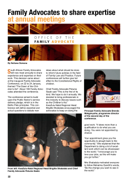 Family Advocates to share expertise at annual meetings