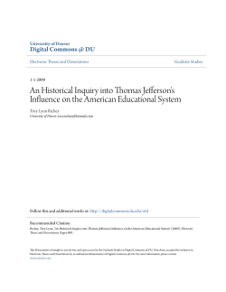 An Historical Inquiry into Thomas Jefferson`s Influence on the