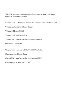 Measures Of The Cost Of Distribution