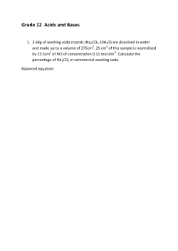 Grade 12 Acids and Bases - Victoria Park High School