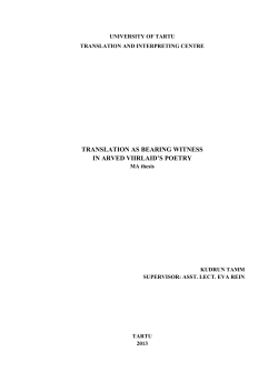 translation as bearing witness in arved viirlaid`s poetry