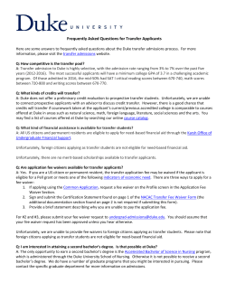 Frequently Asked Questions for Transfer Applicants