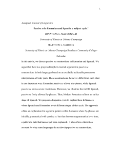 Passive se in Romanian and Spanish: a subject cycle