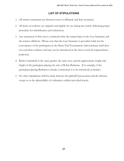 List of Stipulations