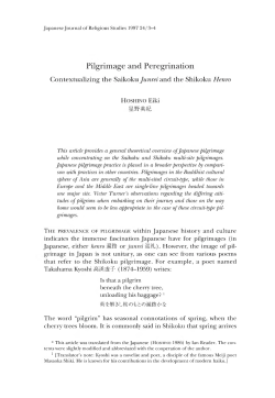 Pilgrimage and Peregrination Contextualizing the Saikoku Junrei