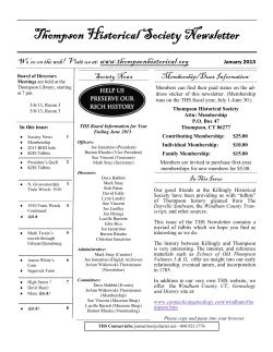 Thompson Historical Society Newsletter