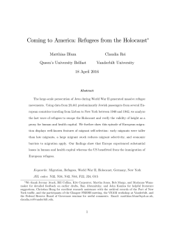 Coming to America: Refugees from the Holocaust*